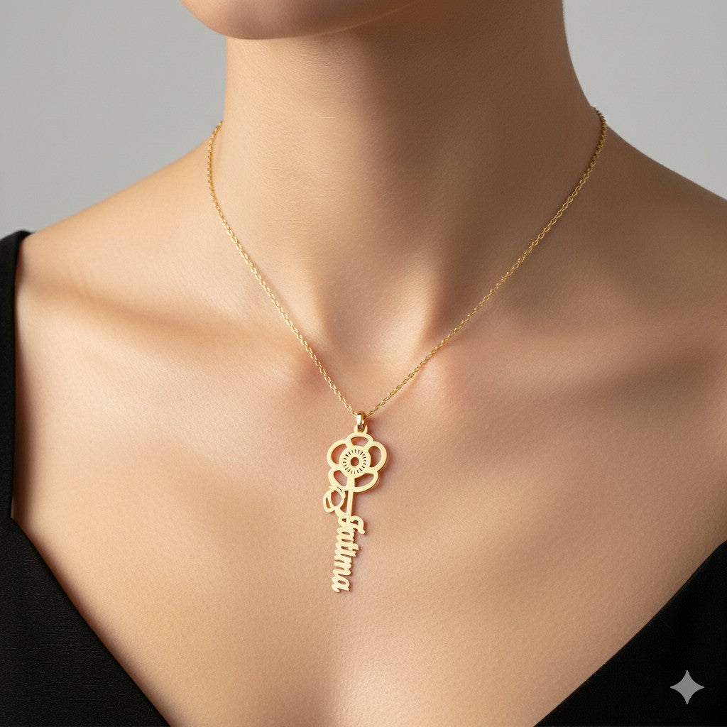 925 SILVER July Birth Flower Necklace